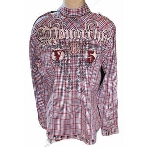 Monarchy Plaid Stitched Back Snap Front Shirt M